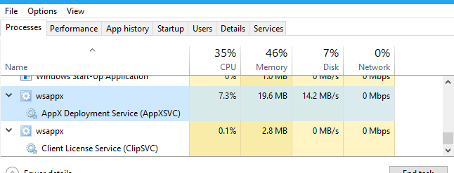 appx deployment service 99% disk